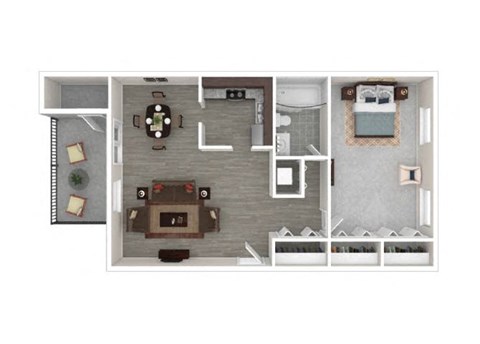 Floor plan for 1 bed, 1 bath, 800 sqft